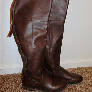 Brown knee high boots